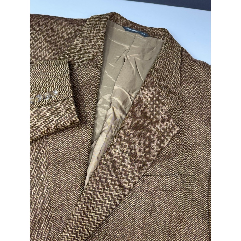 Coppley for Rochester Big & Tall Men's Sz 49R Sports Coat Brown Herringbone K5